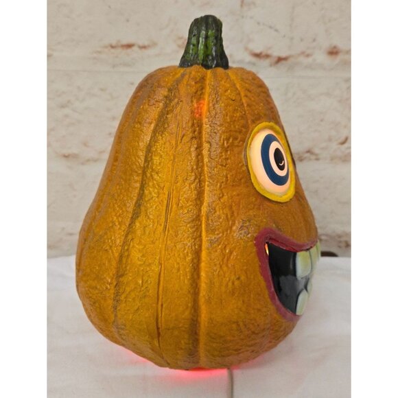 Vintage Gemmy Foam Light up 9" Pumpkin Goofy Face - Picture 2 of 9